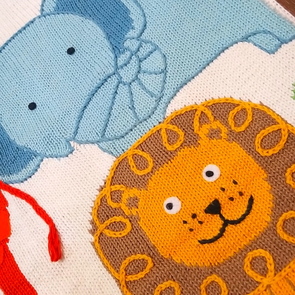 ArtWalk 100% Cotton Handmade Jungle Animal Baby Blanket ~ NWT - Picture 5 of 7